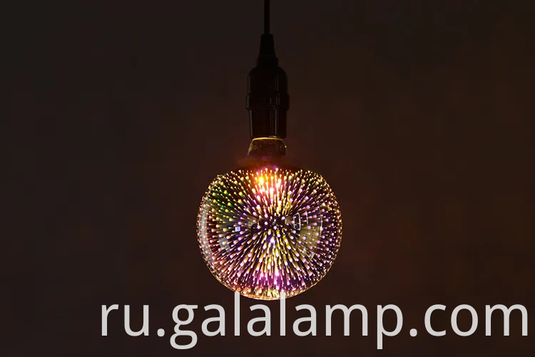 Красочные 3D стеклянные светодиодные лампочки для праздничного фейерверка